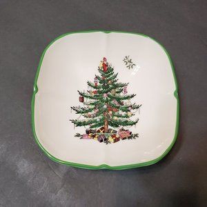 Spode Christmas Tree Sculpted Square Dish, Portmeirion, Trinket Dish, Candy Dish